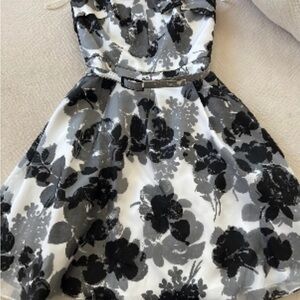 Floral Black and White Dress